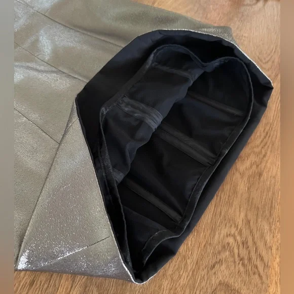 Redemption Gold Lamé Strapless Mini Dress Metallic Shimmer w/ Inner Lining - Picture 11 of 16